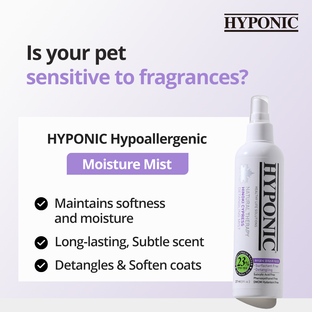 HYPONIC Fuktighetsgivende flokeløsende spray for alle kjæledyr 237ml